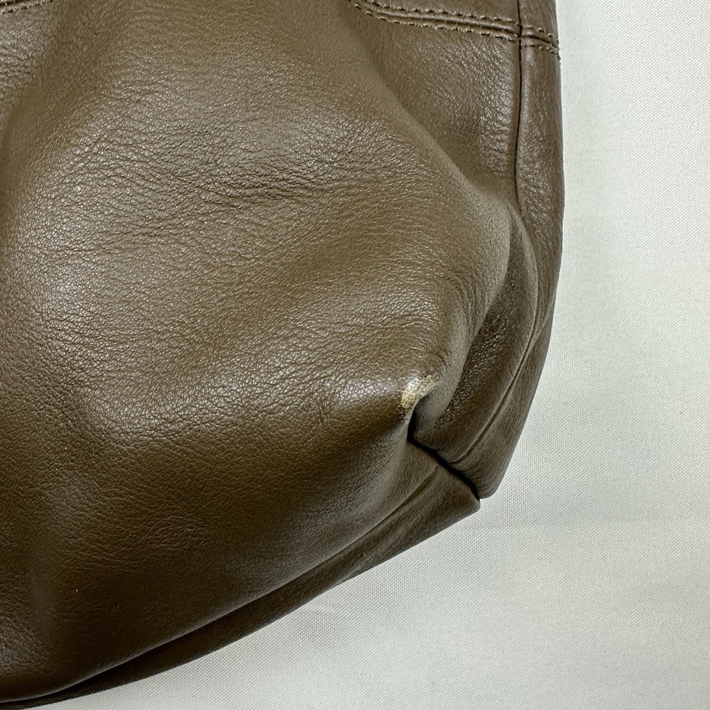 Anthropologie Slouchy Cow Leather Edition Hobo Shoulder Bag Olive Green  Knot - Picture 4 of 7